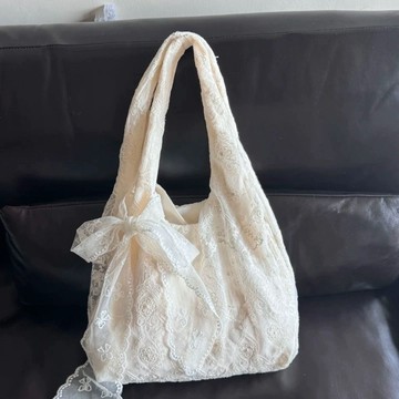 Bag House👜 韓係小清新包包 蕾絲花朵帆布包 包包女 新款大容量單肩包 托特包 通懃腋下包 韓系包包 ins包包