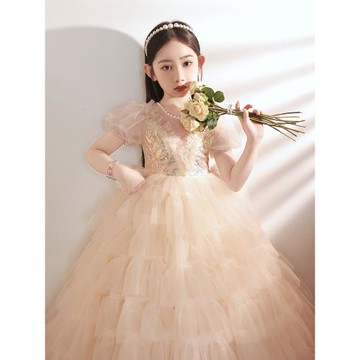 女童高級感生日宴會公主裙小女孩主持人晚禮服兒童鋼琴演出服夏季