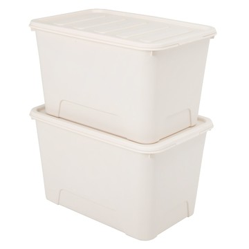 KAZT 馬卡龍系列 收納箱 72L  象牙白色  60.5 x 40.7 x 34.5cm  2個