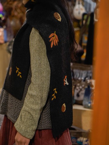 軻人羊毛氈刺蝟圍巾女冬季羊絨大衣百搭森系男士氛圍感禮物送媽媽