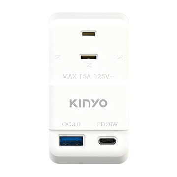 Kinyo USB智慧快充小壁插充電頭 20W NDRD-232  白色  1個