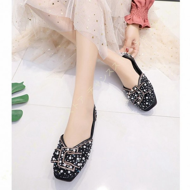 蝶結び スクエアトゥ バレエ パンプス 痛くない ローヒール 走れる 歩きやすい フラットシューズ 黒 桃色 春夏 大人 かわいい キラキラ 大きいサイズ 通販 Lineポイント最大get Lineショッピング
