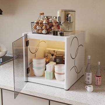 廚房置物架落地多層置物柜帶門多功能櫥柜碗筷盤碟鍋具電器儲物柜