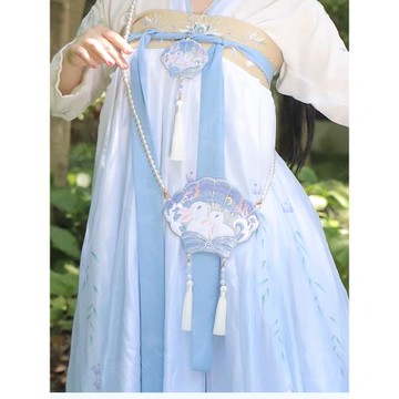 女童珍珠鏈小包可愛刺繡小女孩古風古裝包兒童洋氣公主漢服斜背包