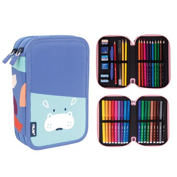 【MILAN】隨行畫筆袋著走 小動物系列_小河馬雙層式生日畢業禮物