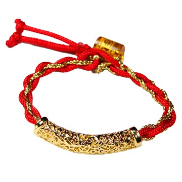 龍鳳金鋼款紅線手鍊 約8.7g  金色 + 紅色  18cm  1條