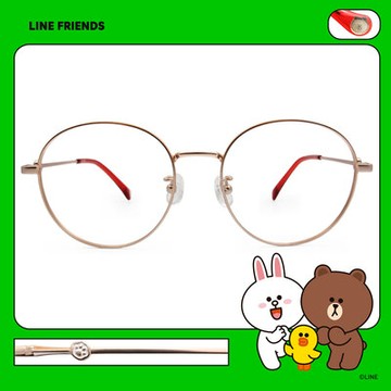 LINE FRIENDS★熊大款｜腳腳印章 圓框眼鏡｜紅醋粟