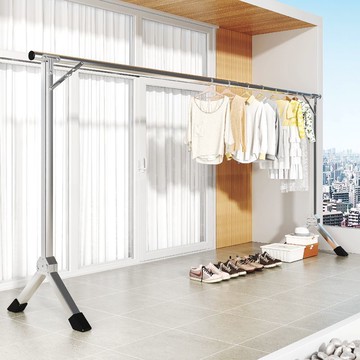 不銹鋼簡易折疊晾衣架落地家用陽臺曬被子神器臥室晾衣桿衣服架子