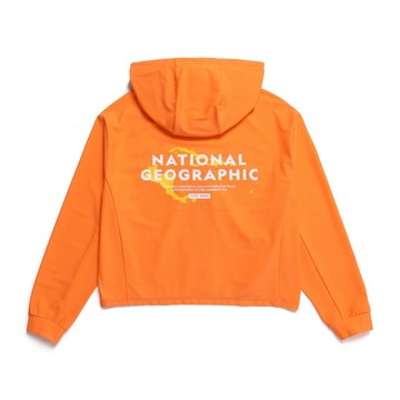 【國家地理服飾】女性微短版連帽防曬外套 - 橙色