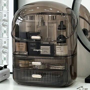 趣享優品💗 桌面收納 化妝品收納架化妝品收納盒梳妝臺亞克力護膚品置物架防塵桌面大容量高級儲物箱 桌面置物架 室內化妝品儲