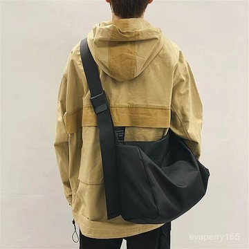 防水男士挎包簡約斜挎包 ins潮牌大容量背包女潮流日係休閒單肩包