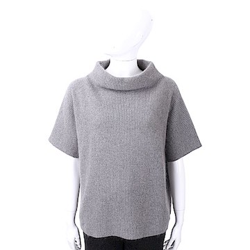 FABIANA FILIPPI 馬海毛坑條紋灰色立領美麗諾羊毛衫