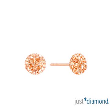 【Just Diamond】交錯圓舞 18K玫瑰金耳環(網路限定)