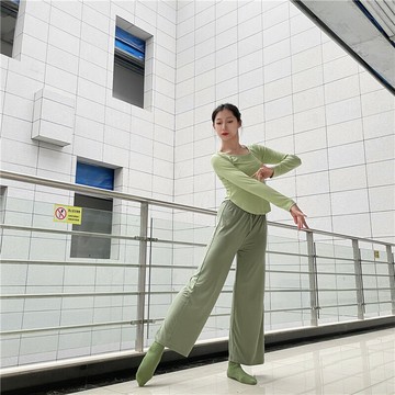 銅氨絲舞蹈褲女高腰寬松直筒長褲古典現代舞練功形體訓練服瑜伽褲