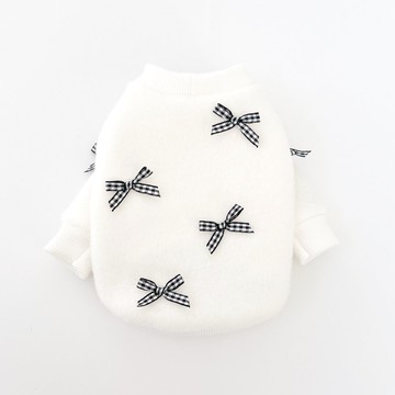 狗服/羊毛混紡格紋緞帶上衣