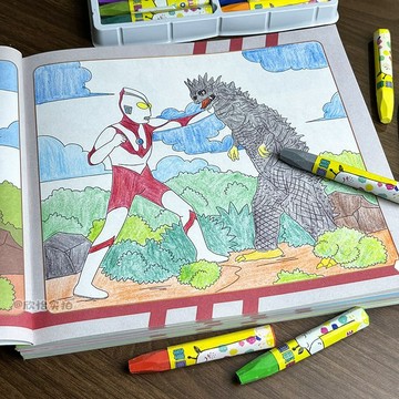 【臺灣-出貨】奧特曼艾斯賽文塗色本3-8歲男孩畫畫書卡通益智打怪獸填色畫畫本