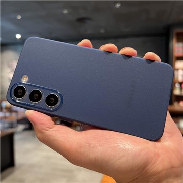 超薄防指紋磨砂酷深海藍色不沾油膩適用三星S23U手機殼高級感Galaxy S24Ultra保護套S23+全包防摔男女款簡約