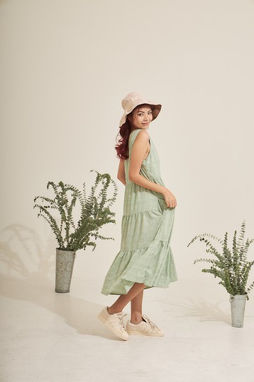飄逸面料荷葉邊連衣裙  - PUIFAI : 薄荷綠
