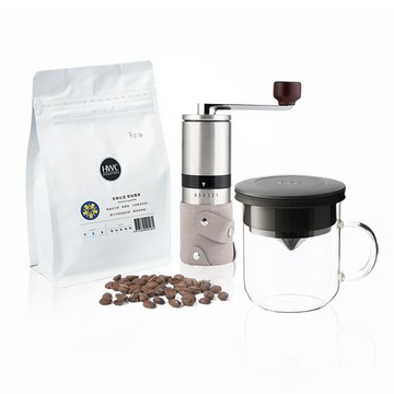 PO:Selected｜丹麥POx黑沃耶加雪菲咖啡三件組(不鏽鋼咖啡磨2.0/咖啡杯350ml-黑)