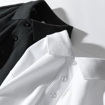 230g重磅純棉春秋季新款翻領POLO衫長袖純色休閑基礎款上衣男女款