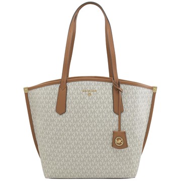 MICHAEL KORS JANE 浮雕LOGO印花肩背托特包.白咖