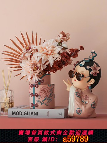 【台灣公司 可打統編】輕奢旗袍花瓶中式古風擺件高級感客廳插花玄關電視酒柜家居裝飾品