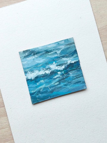 Starry小畫 原畫/手繪/印象派療癒裝飾 一道海浪的捕捉-含框