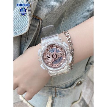 卡西歐冰韌GSHOCK冰川透明玫瑰金潮流運動手表女GMA-S110SR-7A