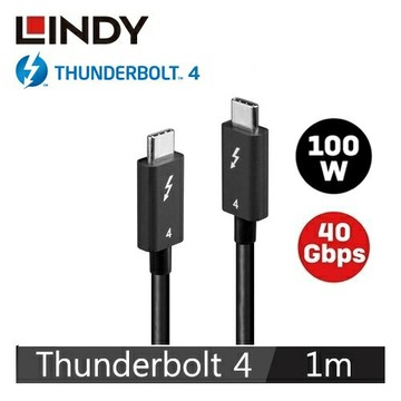 LINDY林帝 被動式 THUNDERBOLT 4 INTEL 原廠認證傳輸線 100W 1M