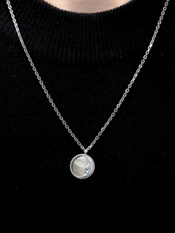 Mother of Pearl Moon Carved Necklace
