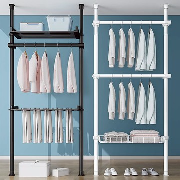 頂天立地 晾曬架 晾衣架 免打孔頂天立地衣帽間家用落地掛晾衣架臥室收納置物架放衣服神器『xy15301』