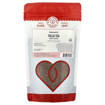 Pure Indian Foods, 有機圖爾西茶，聖羅勒姜，無咖啡萃取，5.5 盎司（156 克）
