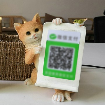創意招財貓擺件收銀臺桌面實用二維碼店鋪開業禮品開業送禮情人節
