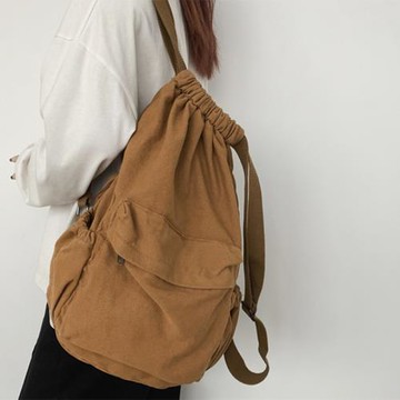 書包女韓版原宿ulzzang 學生背包古著感森系懶散風帆布百搭雙肩包