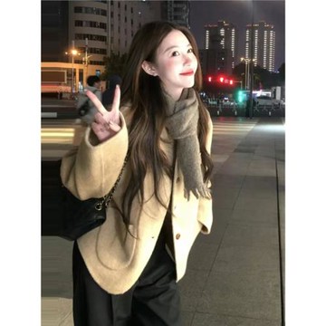 韓系高級感超好看初秋新款大衣女款2025新款復古兩面穿毛呢短外套