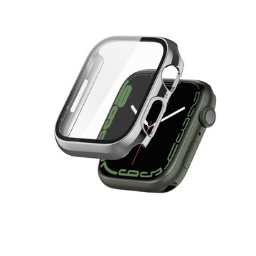Apple Watch 錶殼 Apple Watch 41mm 鋼化玻璃+PC全包覆防摔保護殼(銀)