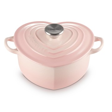 LE CREUSET -琺瑯鑄鐵鍋愛心鍋 20cm (貝殼粉-鋼頭-內鍋白)