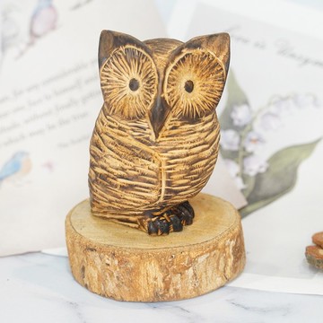 肖楠高角鴞木雕貓頭鷹owl-郭國慶原創