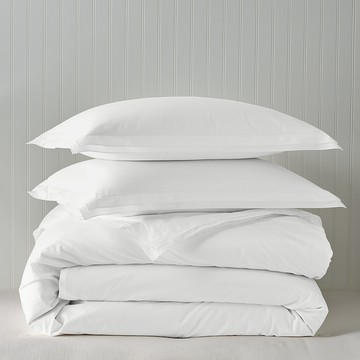 Sky Tipped Double Flange Percale Duvet Cover Set, King - Exclusive