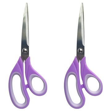 CLARE 萬用型 事務剪刀 21cm  2支  紫色 + 銀色