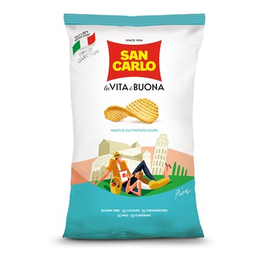 義大利San Carlo洋芋片-鬆餅格紋