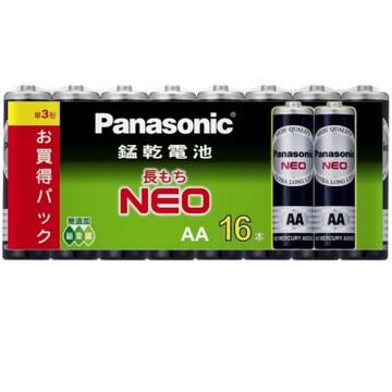 Panasonic 國際牌 3號錳乾電池 AA電池16入裝 環保無汞電池 遙控器時鐘適用 DR6NNT/16SC