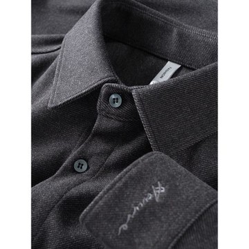 輕奢秋冬季毛呢料保暖灰色襯衫男長袖修身刺繡休閑男士免燙襯衣男