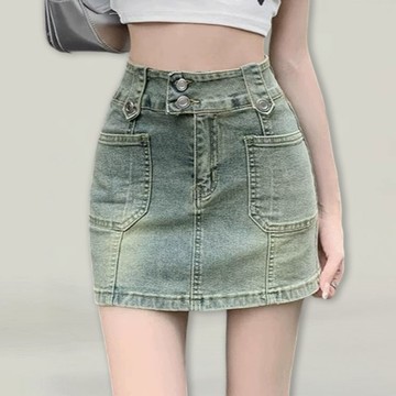 修身包臀牛仔短裙