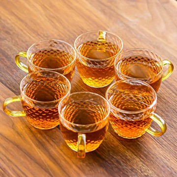 加厚玻璃小茶杯帶把耐熱小杯子主人杯透明小號功夫茶具套裝品茗杯