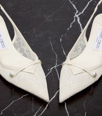 Jimmy Choo Amita 45 lace slingback pumps