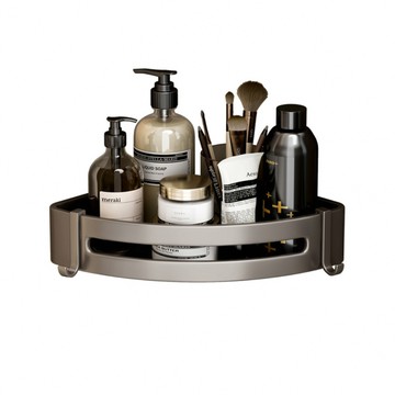 【沐覺mojo】太空鋁浴室轉角無痕置物架 不銹角落架-配訂製超強力無痕貼4片(三入)