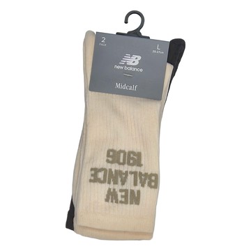 New Balance 英文 Logo 棉質中筒襪 2件  L  杏色，黑色