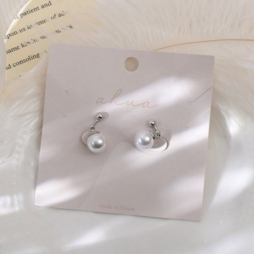 正韓大珍珠垂墜耳夾-銀