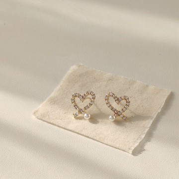 ▪NANA▪Y38 日韓流行時尚 S925銀針 唯美精緻款 水鑽珍珠 甜美愛心 心型 質感耳環 耳飾